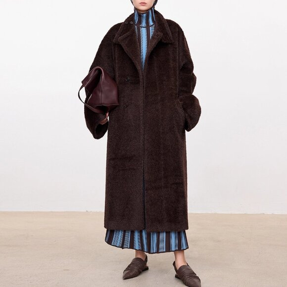 CHICJOC Vintage-Style Convertible Collar Alpaca Wool Coat – Size 36 – Rare Suri - Picture 3 of 16